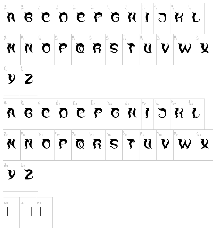 Over the mountain font map